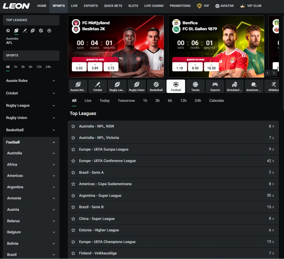 Sportsbook column listing Australian NPL, rugby league and cricket competitions